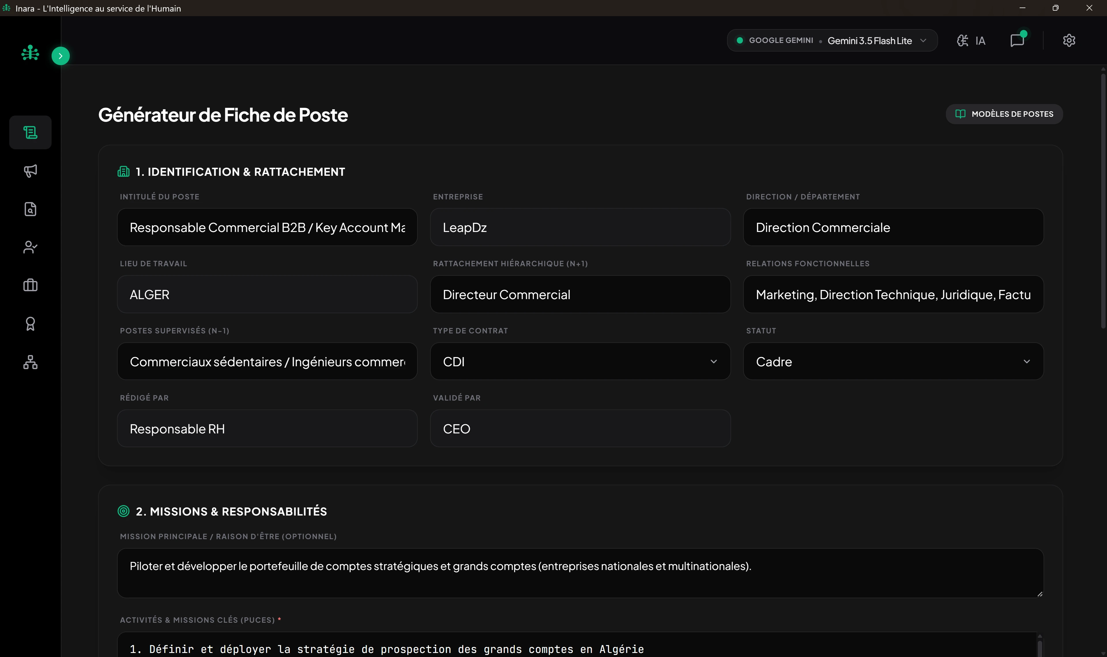 Fiche de Poste