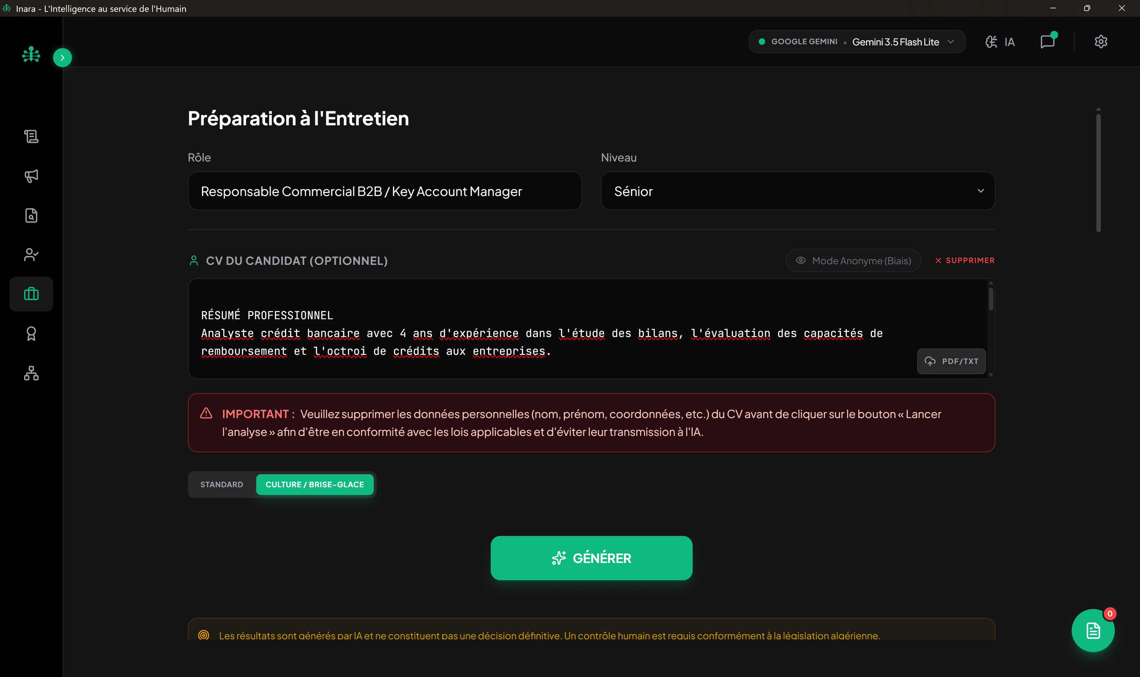 Guide d'Entretien
